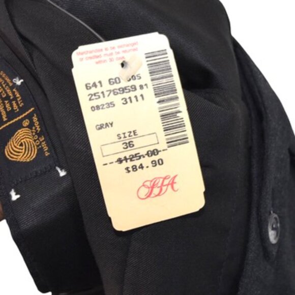 Saks Fifth Avenue Vintage Deadstock 100% Woorsted Wool Pants 36 Gray Unhemmed - Picture 7 of 12